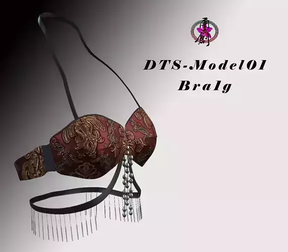 DTS-Model01-Bra1G bra with fringes Low-poly 3D model