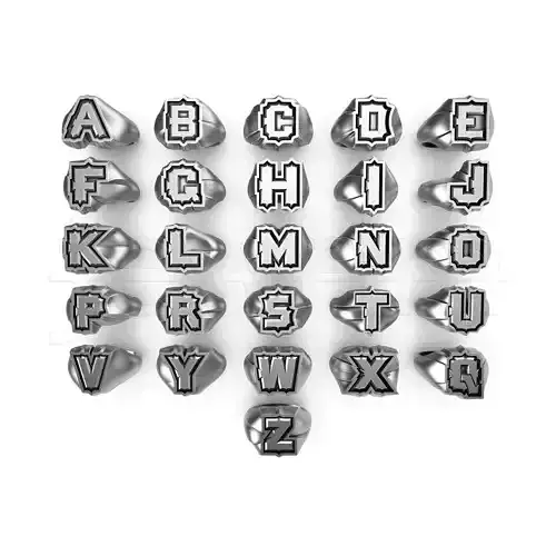 Ready to Polish Chunky Letter initial Alphabet Statement Ring 