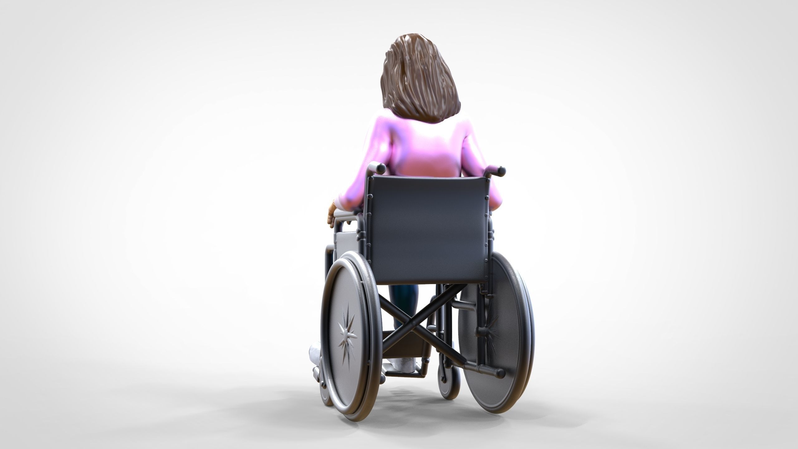 N1 Disabled woman on wheelchair 3D print model_7