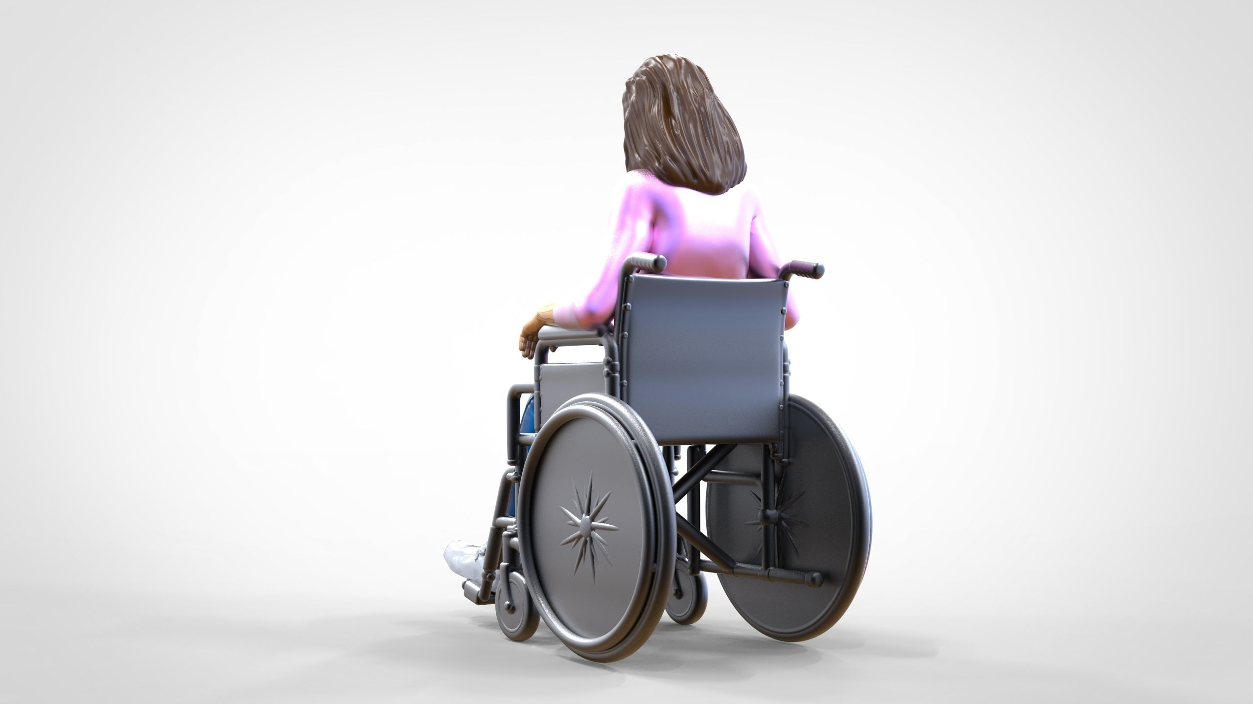N1 Disabled woman on wheelchair 3D print model_8