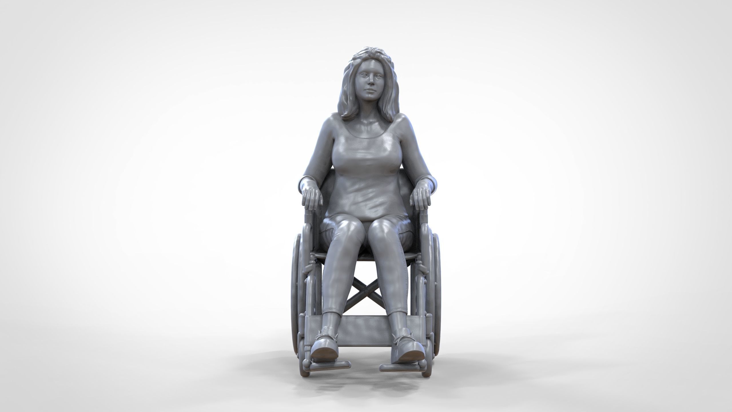 N1 Disabled woman on wheelchair 3D print model_26