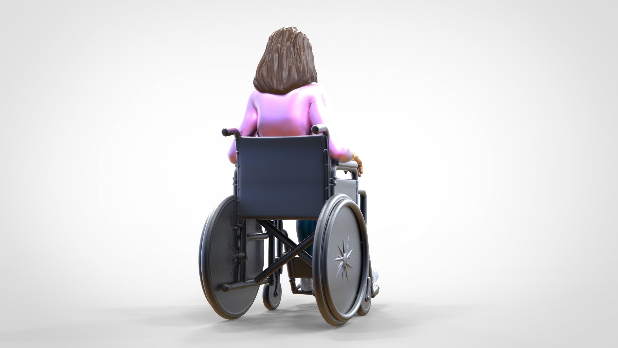 N1 Disabled woman on wheelchair 3D print model_5