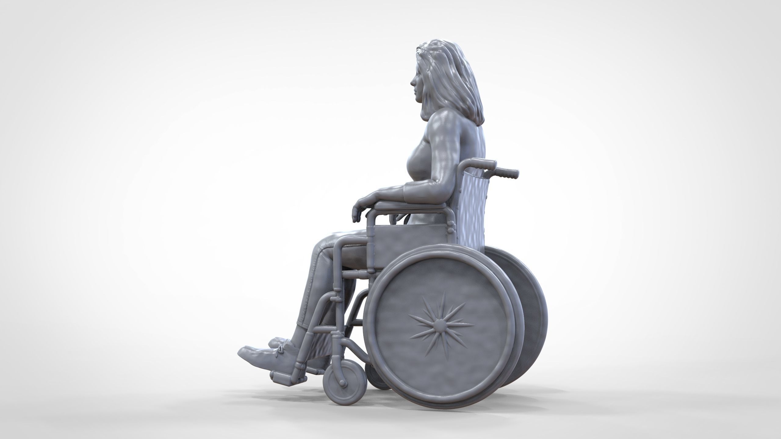N1 Disabled woman on wheelchair 3D print model_23