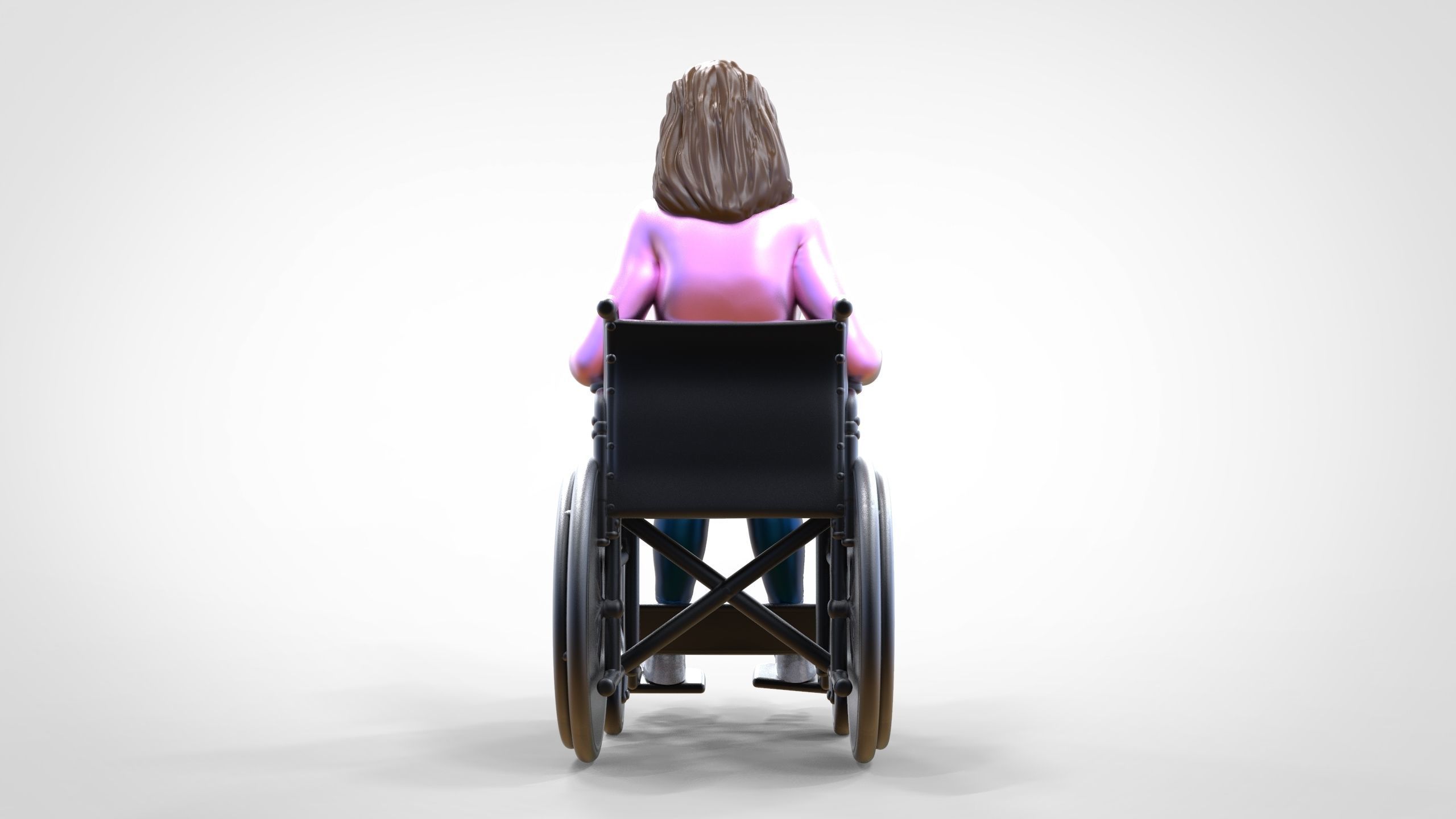 N1 Disabled woman on wheelchair 3D print model_6