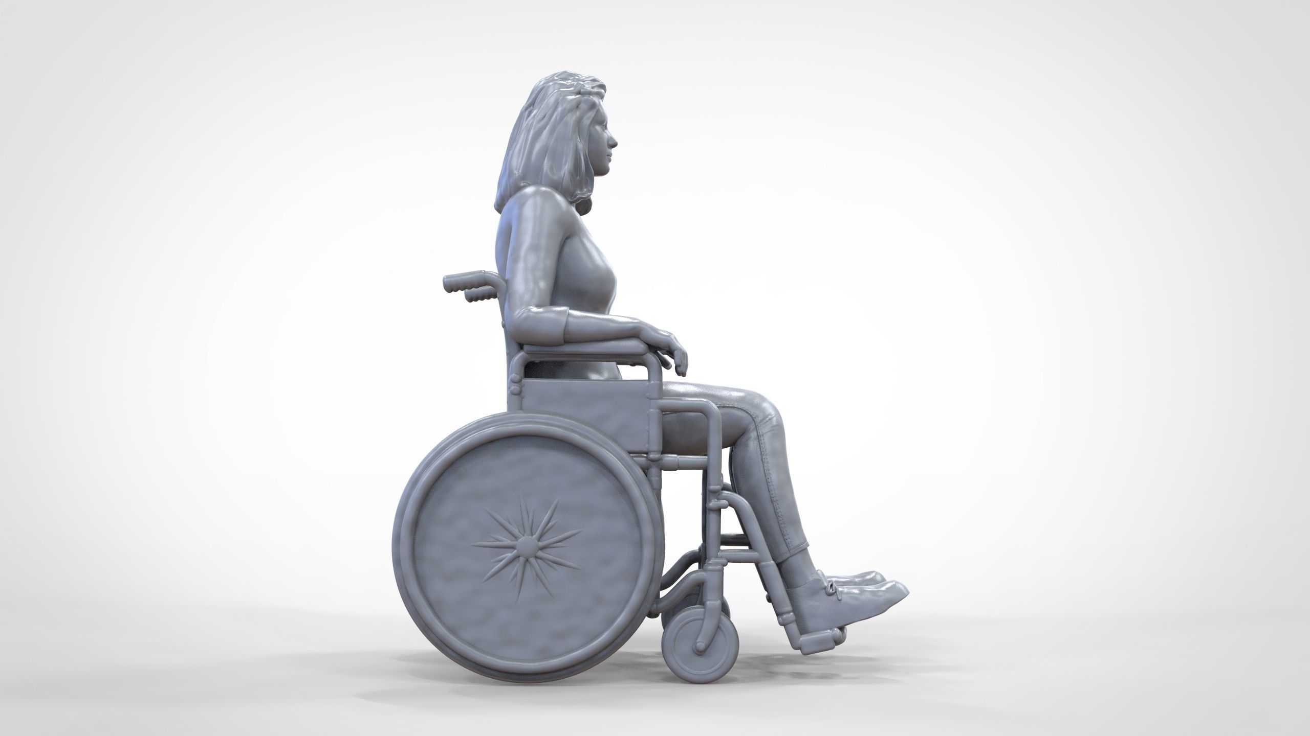 N1 Disabled woman on wheelchair 3D print model_20