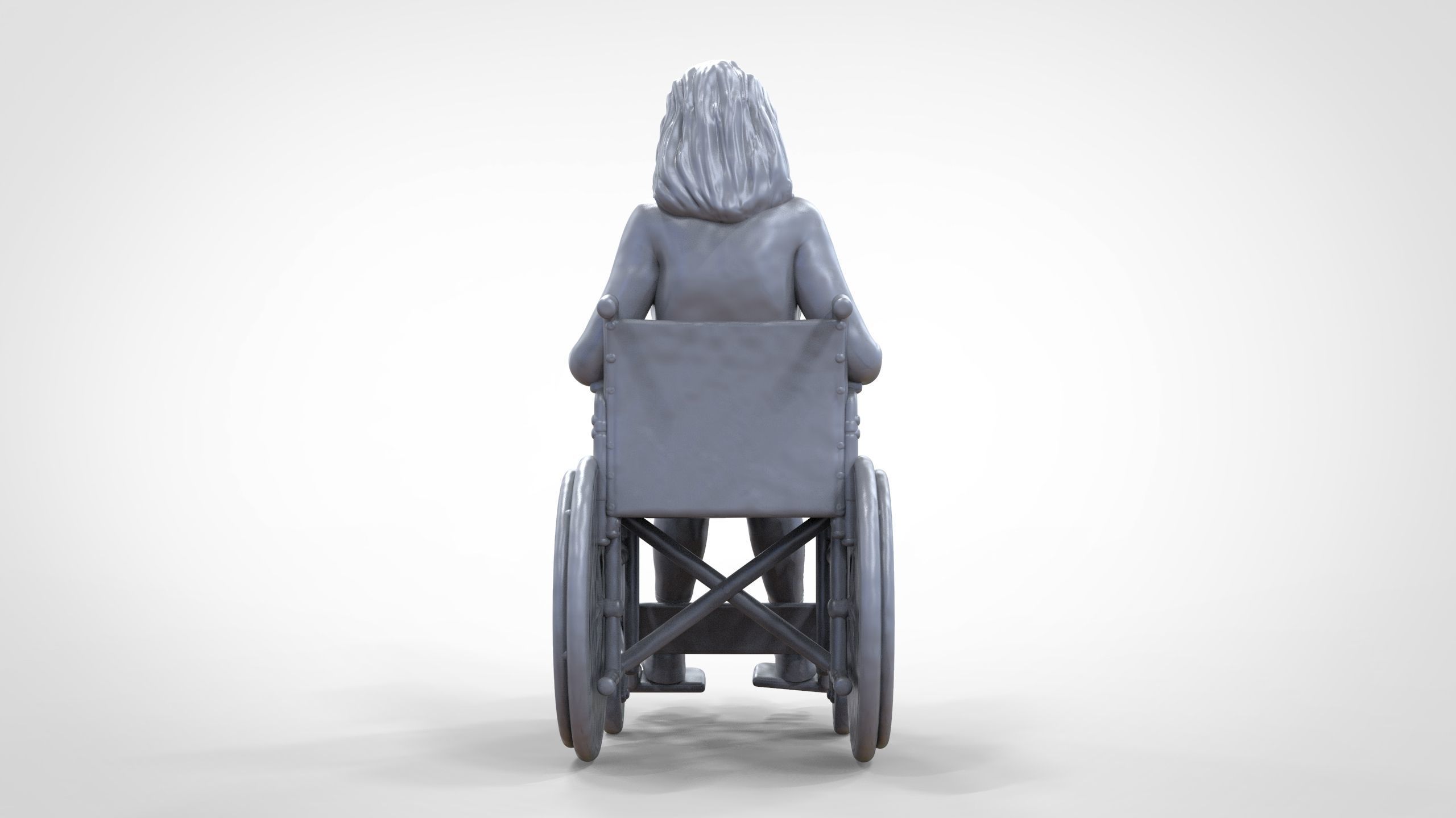 N1 Disabled woman on wheelchair 3D print model_21