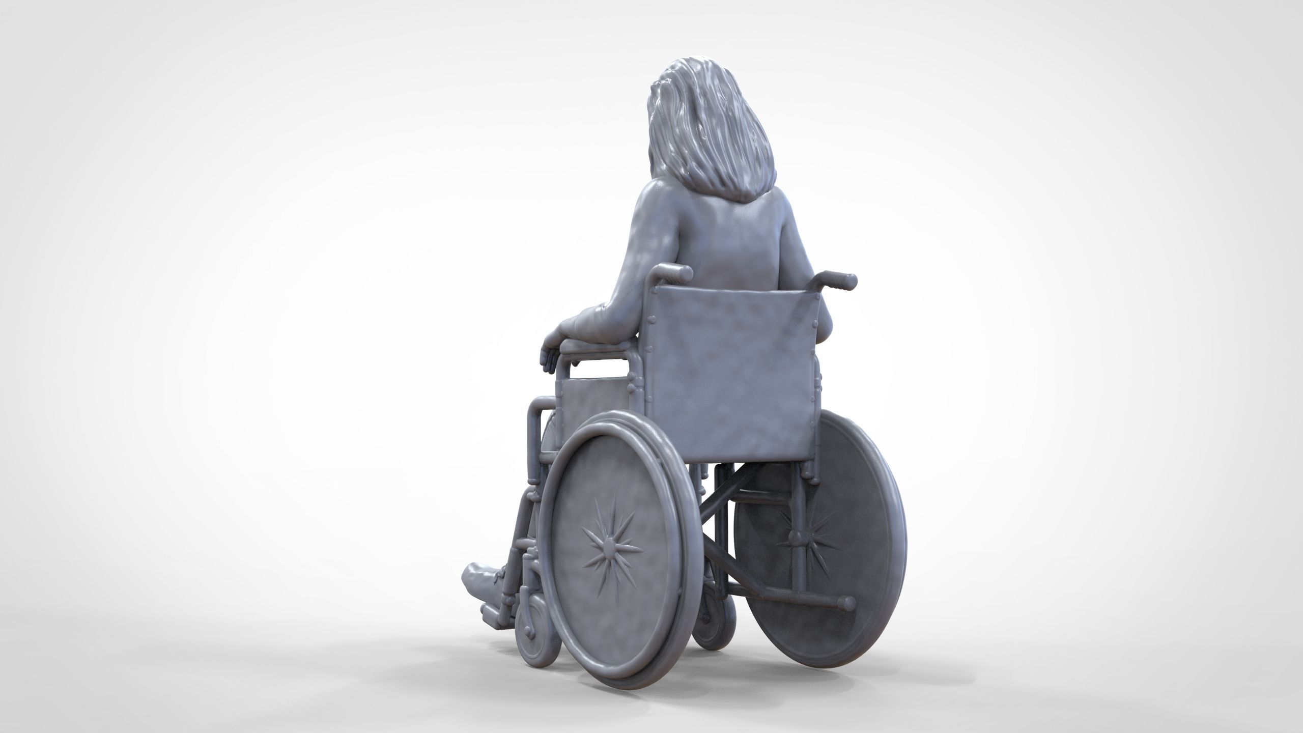 N1 Disabled woman on wheelchair 3D print model_22