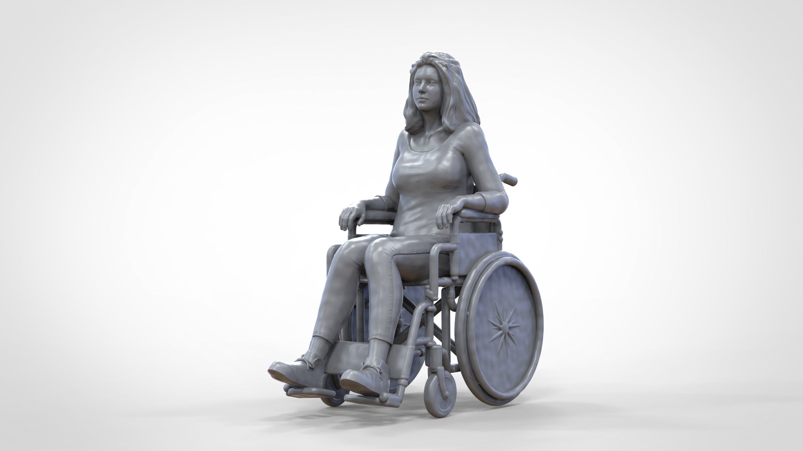 N1 Disabled woman on wheelchair 3D print model_25