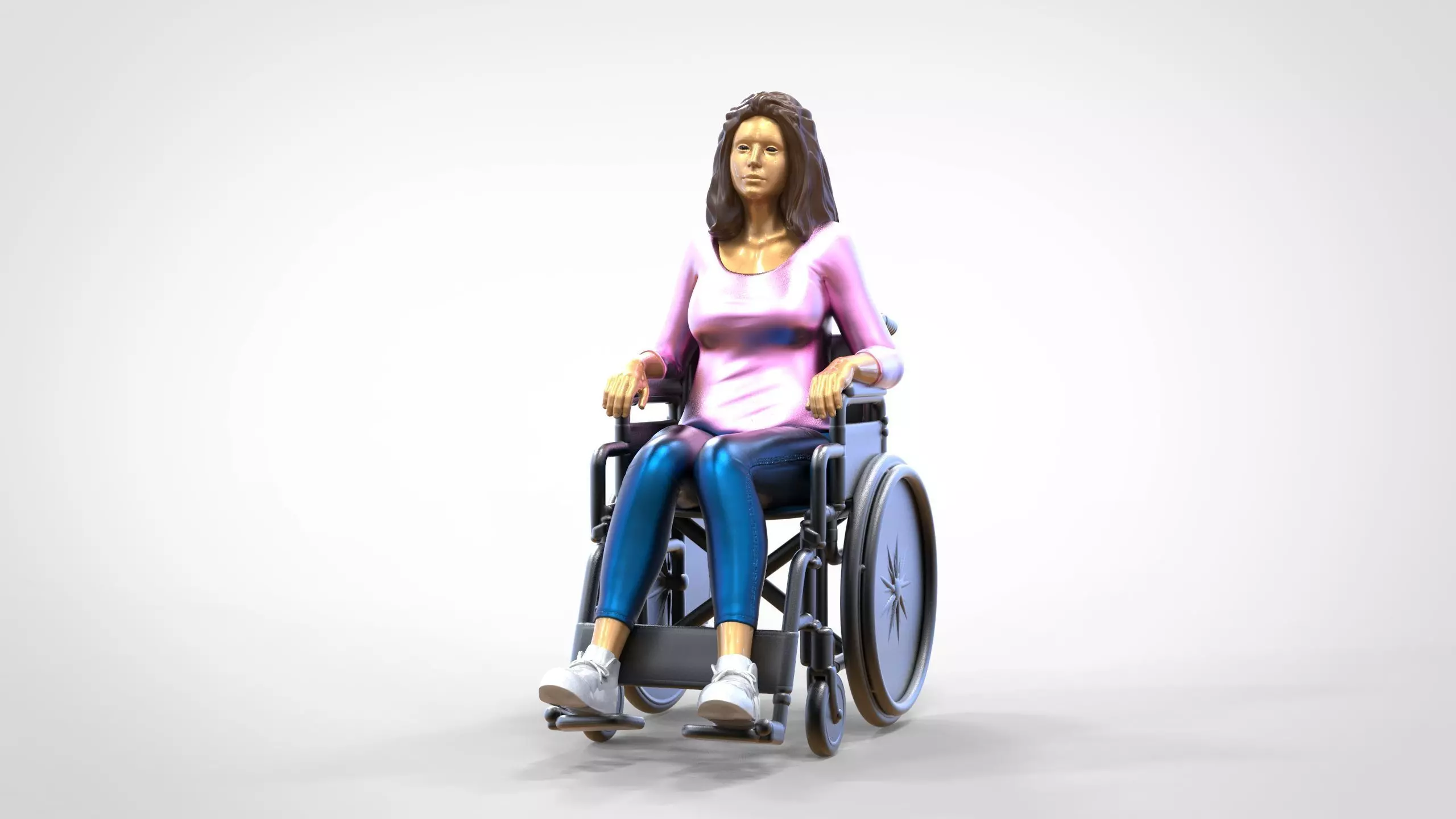 N1 Disabled woman on wheelchair 3D print model_0