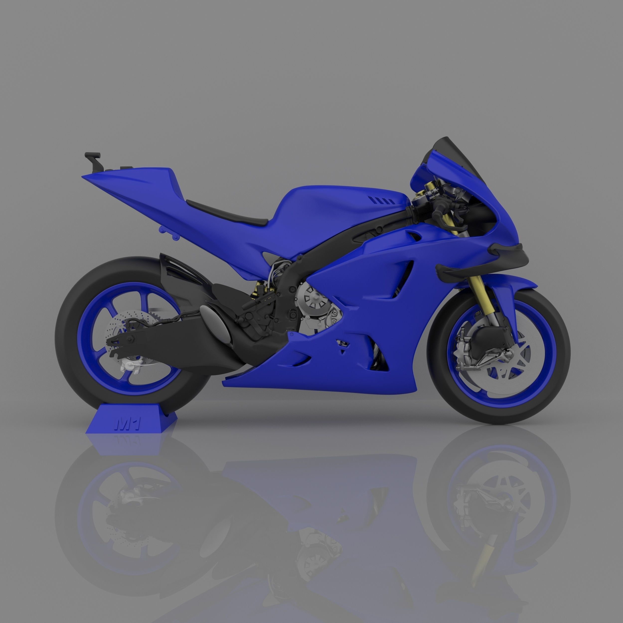 Yamaha YZF-M1 Racing MOTOGP 2020 3D Model  Low-poly 3D model_2