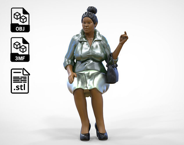 N2 Woman Sitting  waiting or Spectator 3D print model