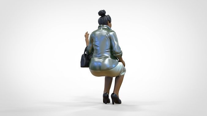 N2 Woman Sitting  waiting or Spectator 3D print model 7