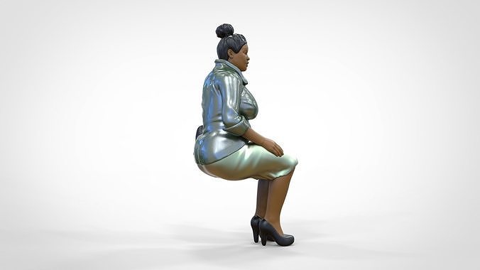 N2 Woman Sitting  waiting or Spectator 3D print model 5