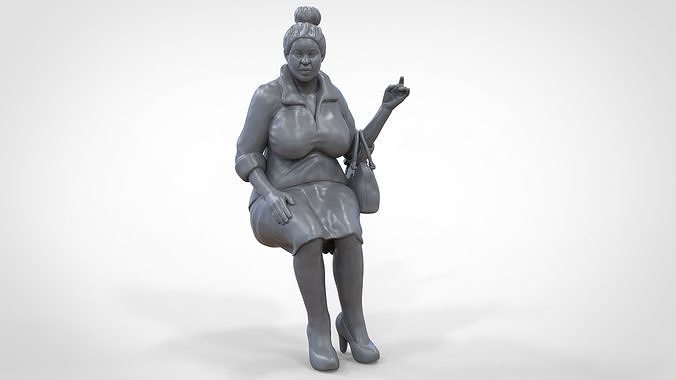 N2 Woman Sitting  waiting or Spectator 3D print model 2