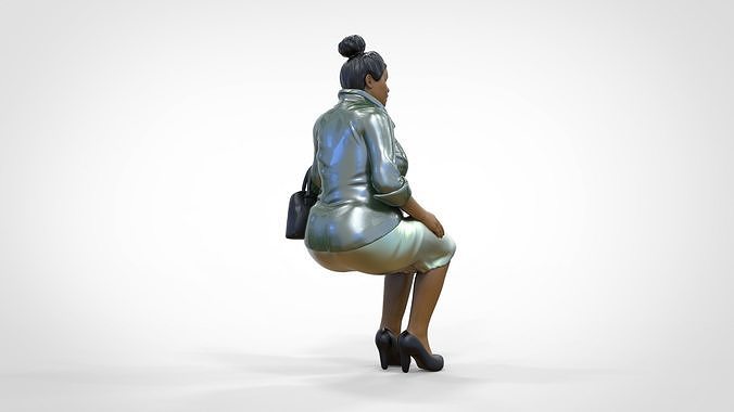 N2 Woman Sitting  waiting or Spectator 3D print model 6
