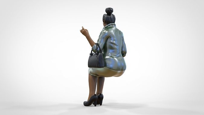 N2 Woman Sitting  waiting or Spectator 3D print model 4