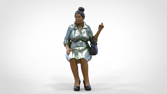 N2 Woman Sitting  waiting or Spectator 3D print model 3