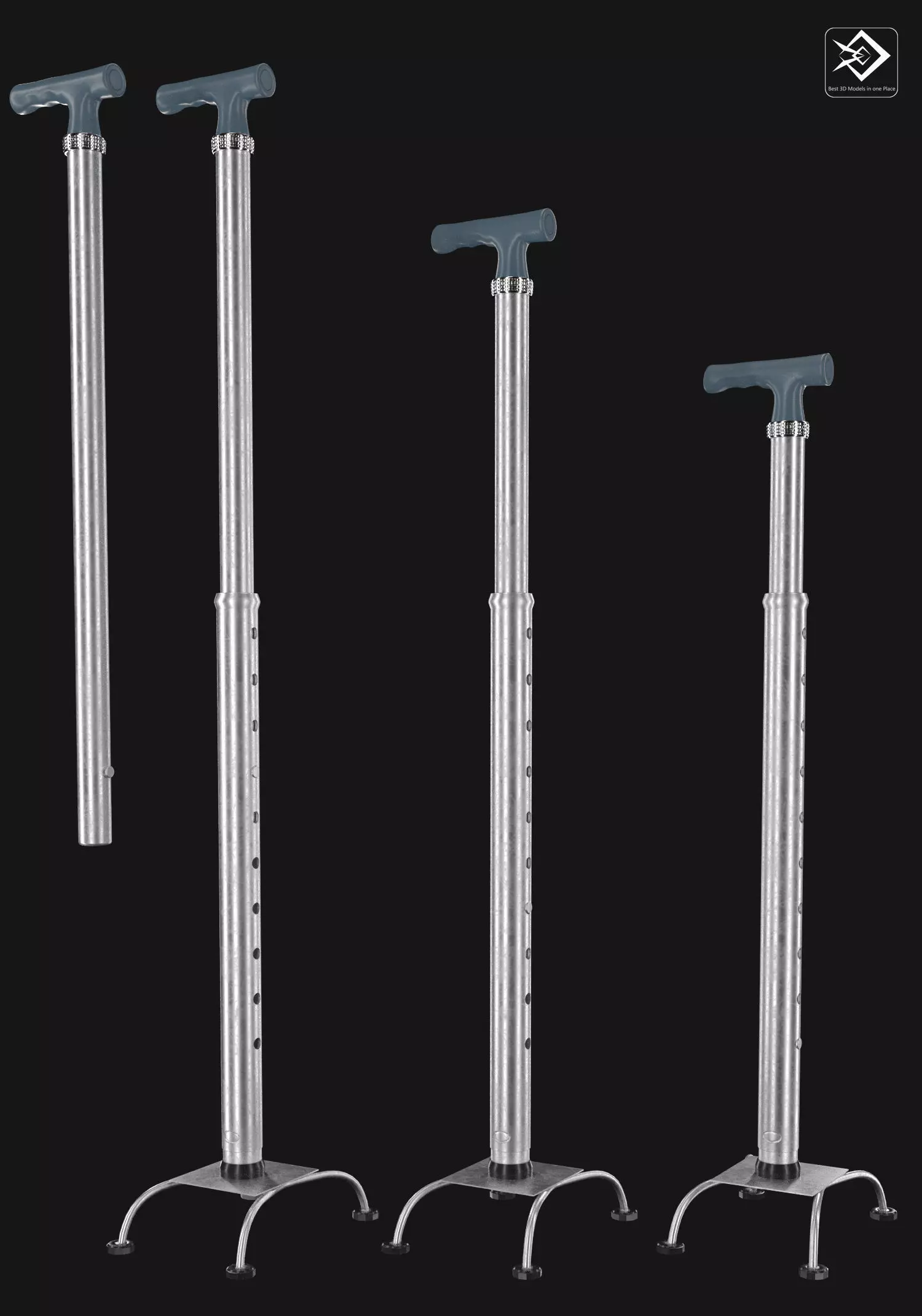 walker stick Low-poly 3D model