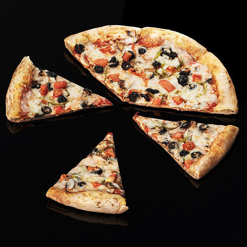 Vegetarian pizza - Pieces Low-poly 3D model