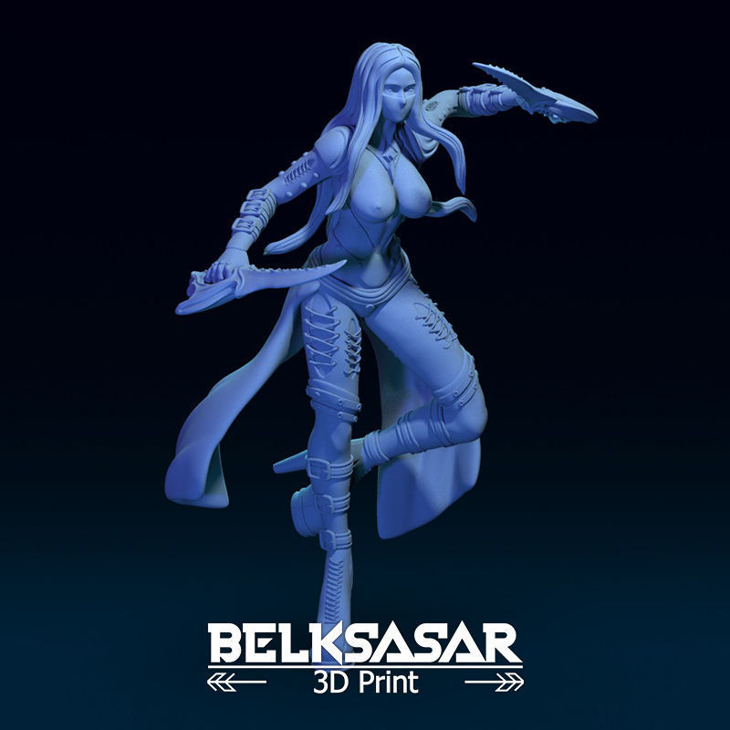 Girl Shadow Dancer Topless 3D print model_6