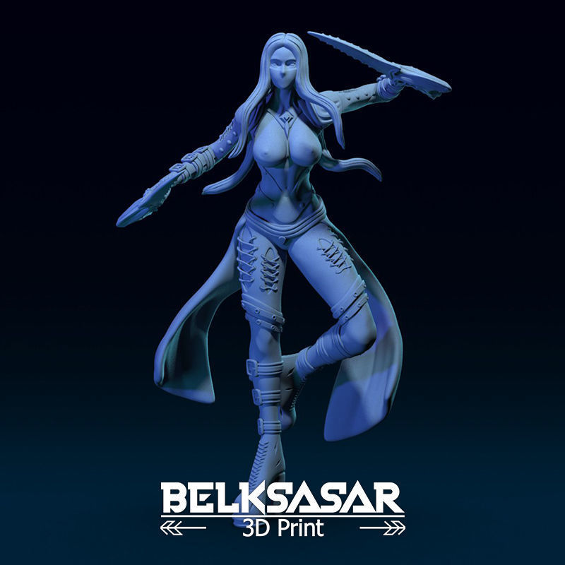 Girl Shadow Dancer Topless 3D print model_7