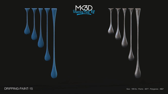 Dripping-paint-15 set of drips 3D model