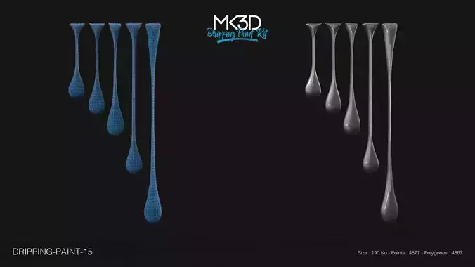 Dripping-paint-15 set of drips 3D model