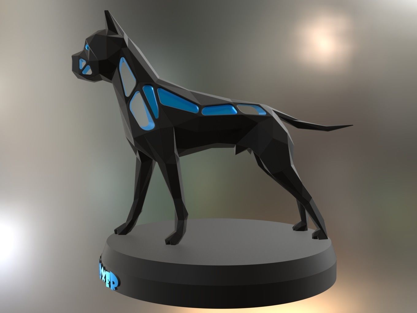 Voronoi German Boxer Pose 3D print model_7