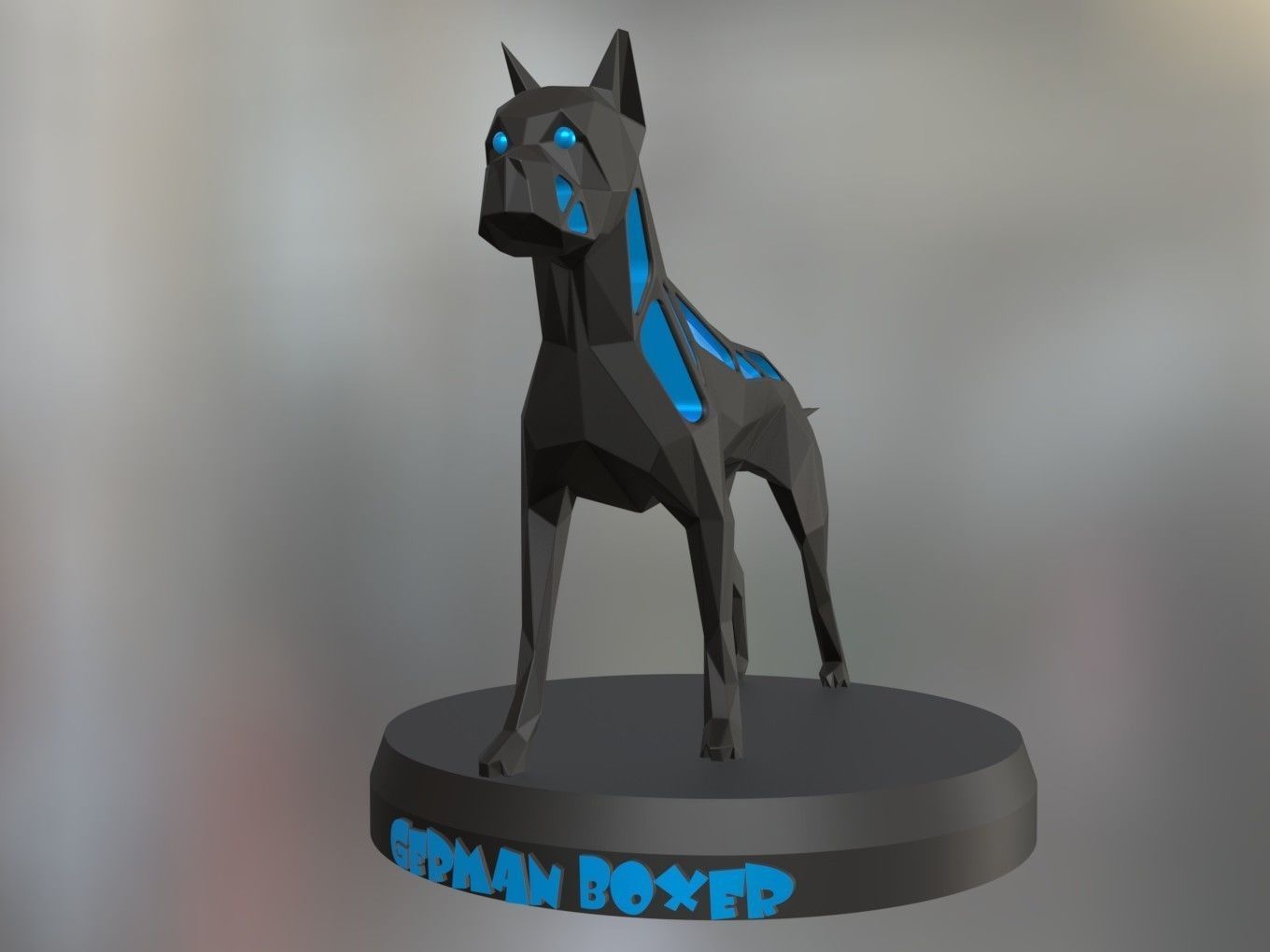Voronoi German Boxer Pose 3D print model_1