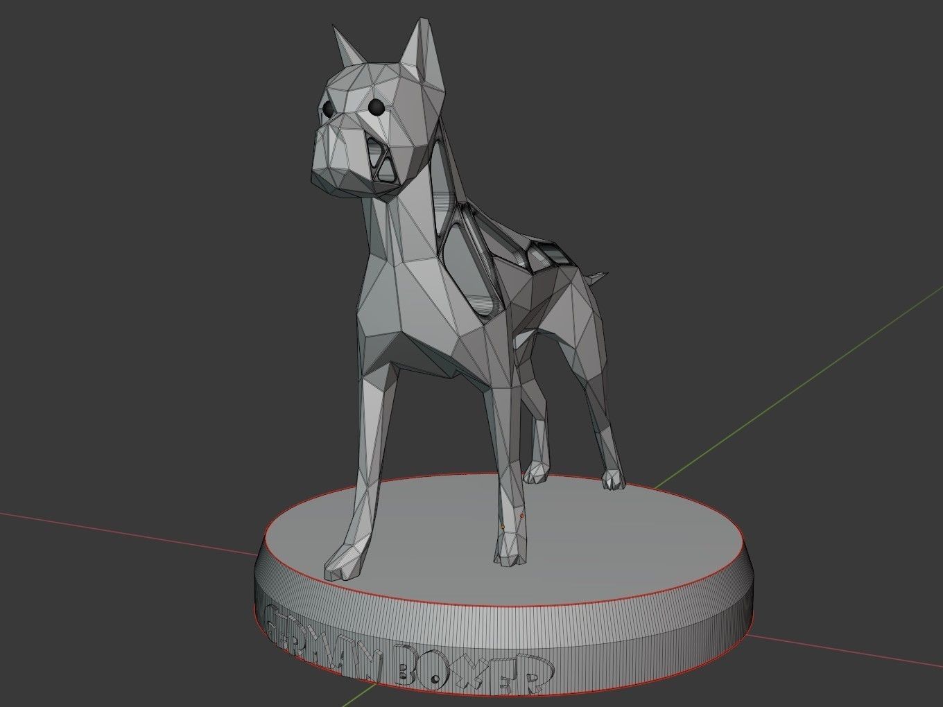Voronoi German Boxer Pose 3D print model_10