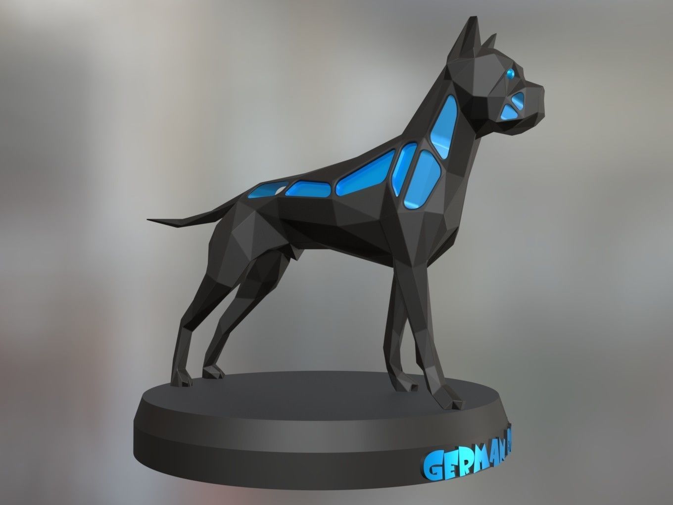 Voronoi German Boxer Pose 3D print model_3
