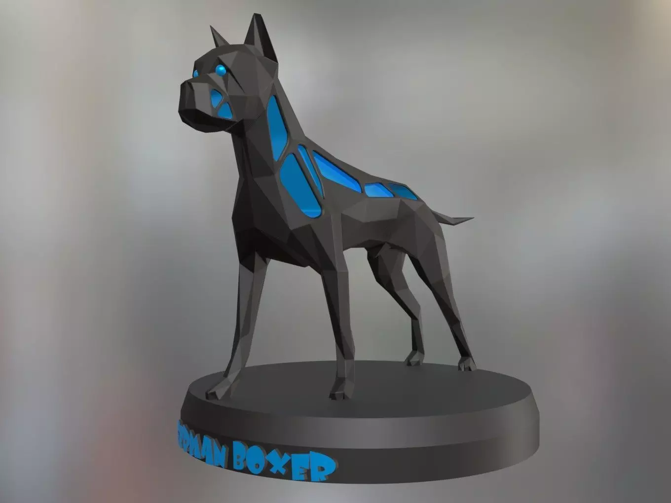Voronoi German Boxer Pose 3D print model_0