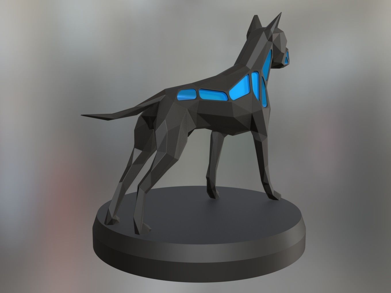 Voronoi German Boxer Pose 3D print model_5