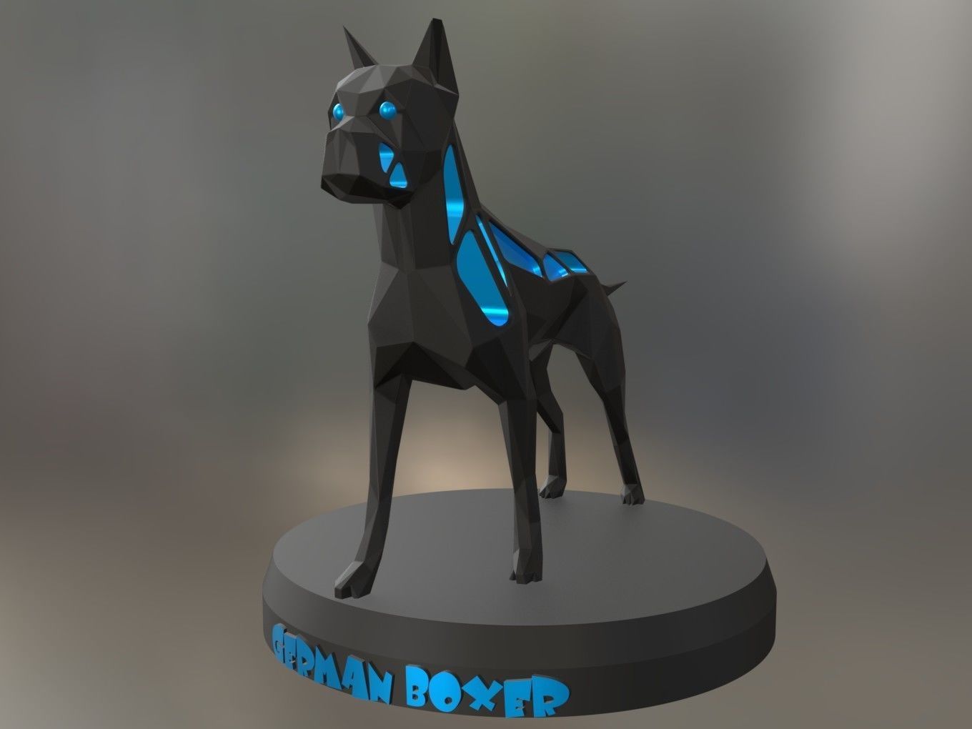 Voronoi German Boxer Pose 3D print model_8