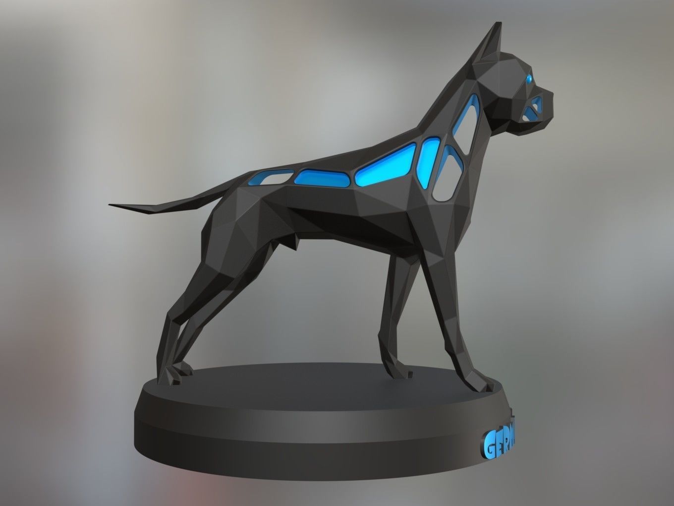 Voronoi German Boxer Pose 3D print model_4