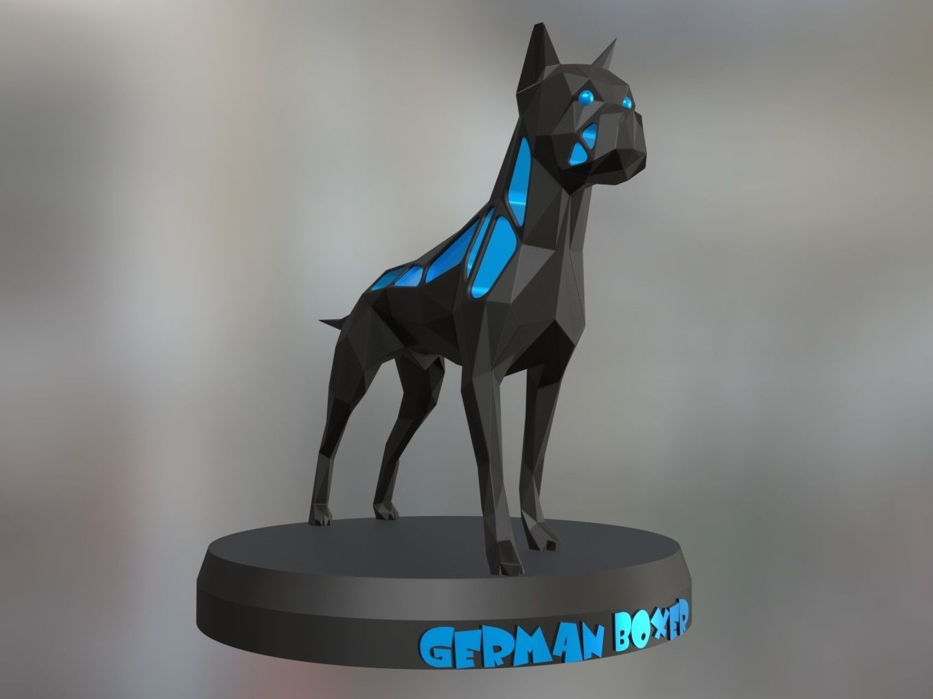 Voronoi German Boxer Pose 3D print model_2