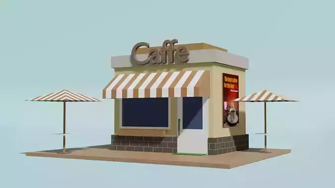 Street Cafe Low-poly 3D model