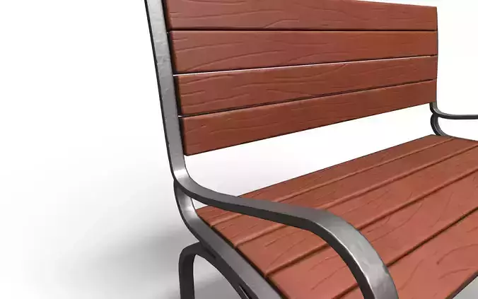 Stylized Park Bench Low-poly 3D model