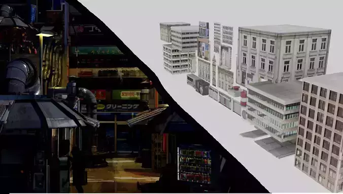 City Props and Assets Low-poly 3D model
