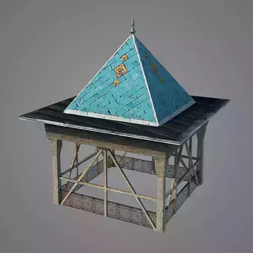Minaret tiled roof Low-poly 3D model