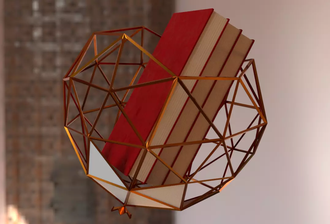 Gold and Acrylic Item Holder Low-poly 3D model_0