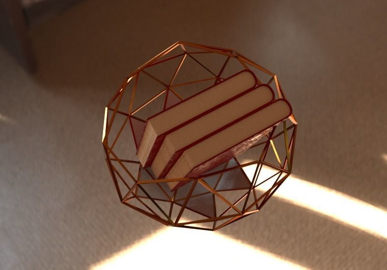 Gold and Acrylic Item Holder Low-poly 3D model_3