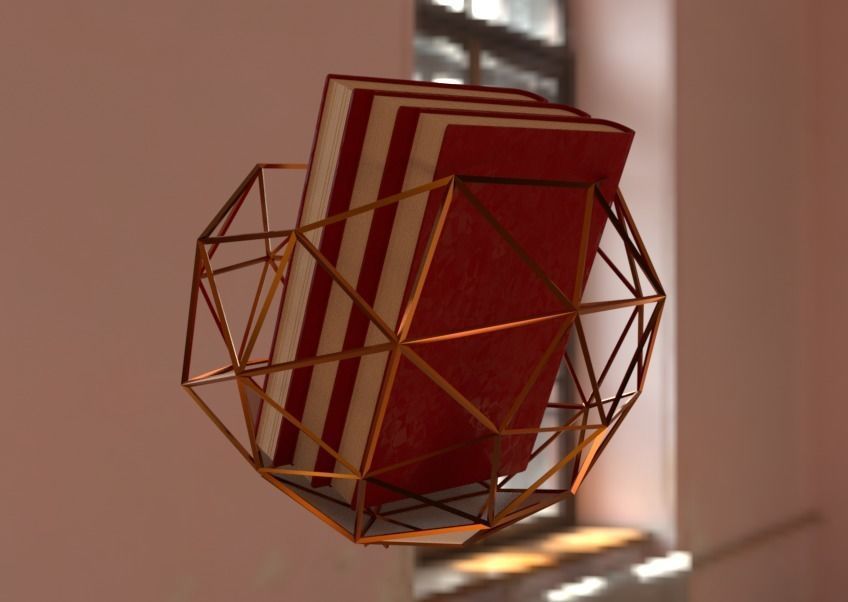 Gold and Acrylic Item Holder Low-poly 3D model_1