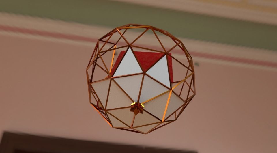 Gold and Acrylic Item Holder Low-poly 3D model_2