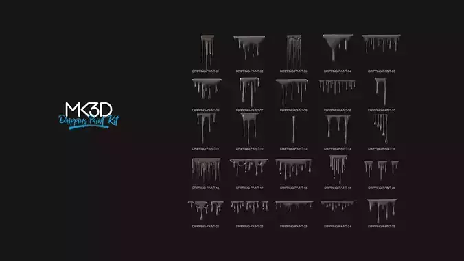 Dripping-paint-kit cdm - ice drips 3D Model Collection