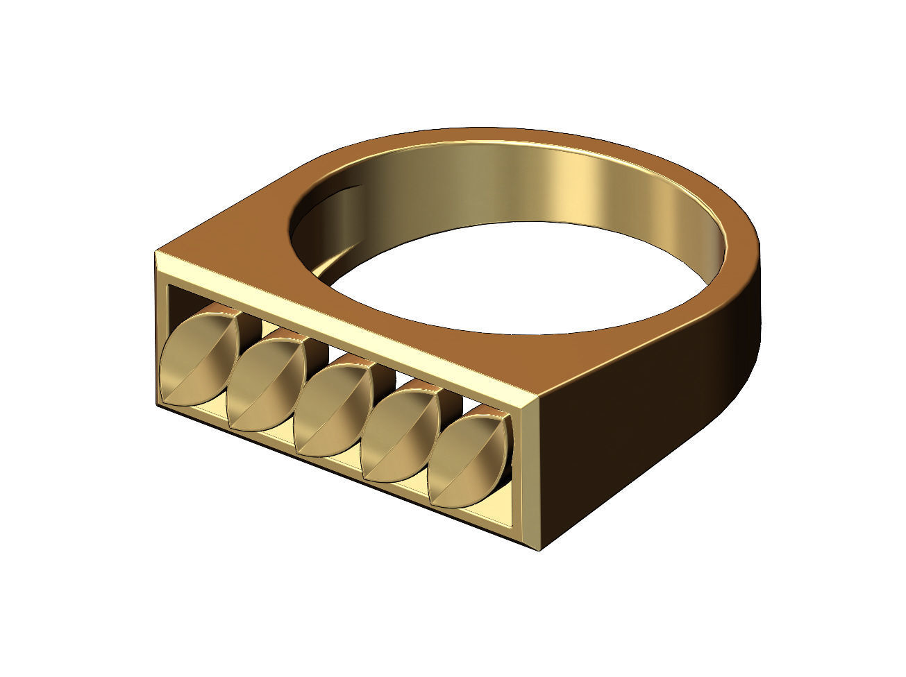 Leaf motif rectangular ring size 6to13 3D print model_4