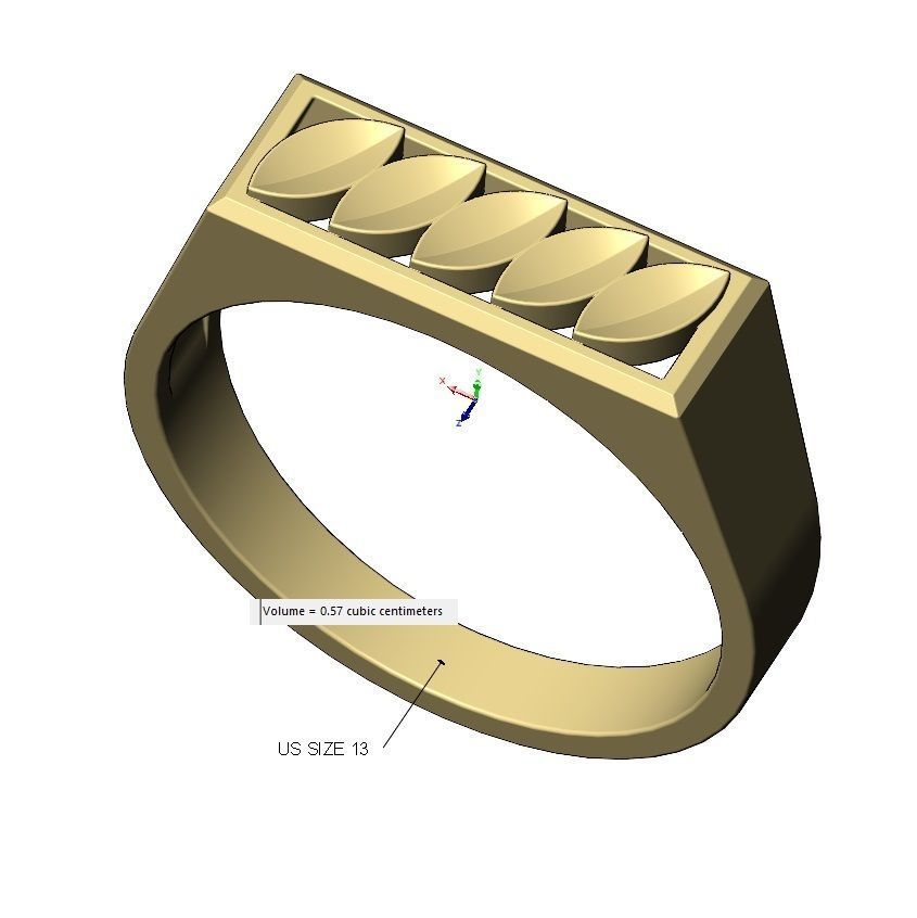Leaf motif rectangular ring size 6to13 3D print model_15