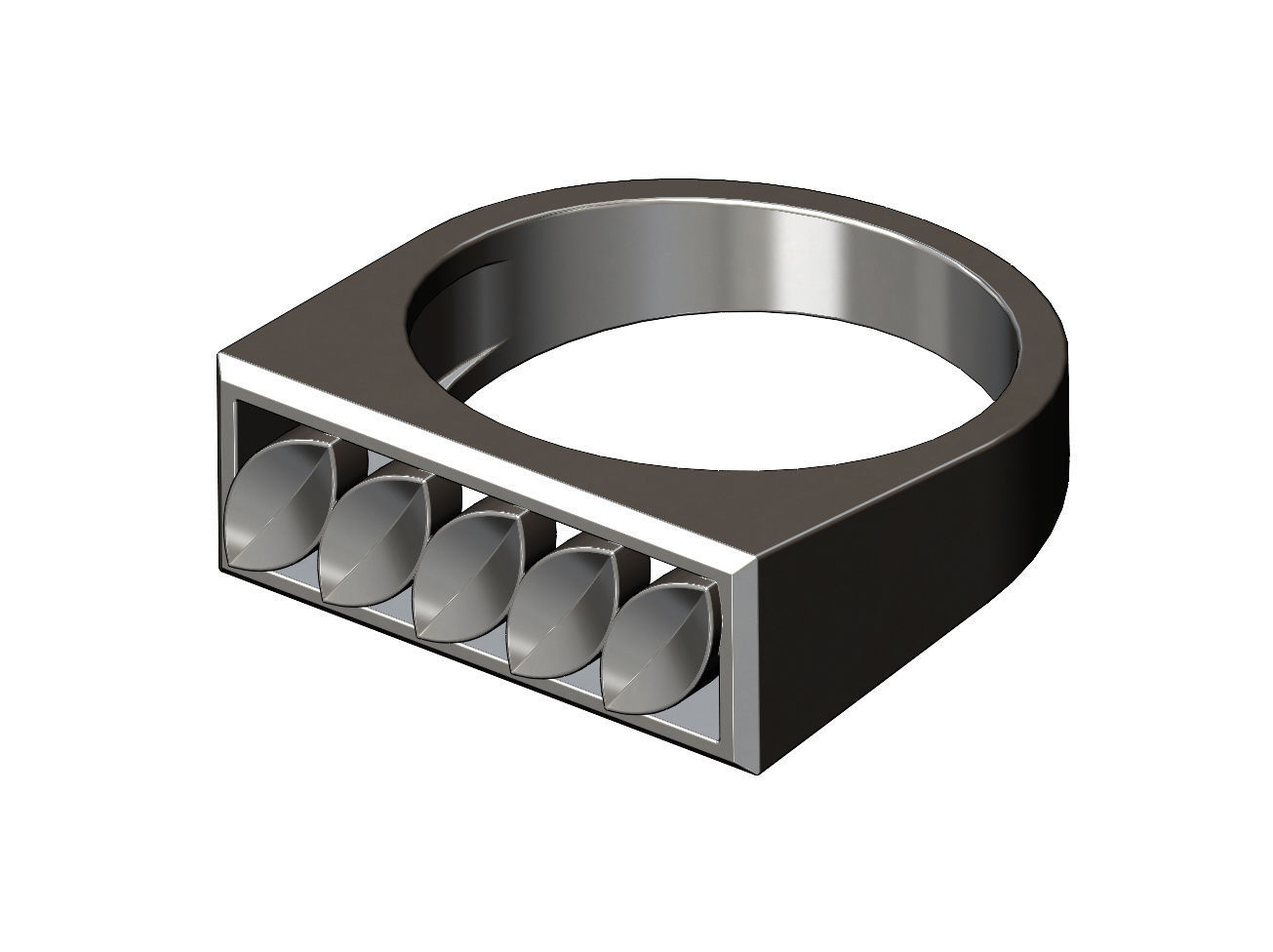 Leaf motif rectangular ring size 6to13 3D print model_2