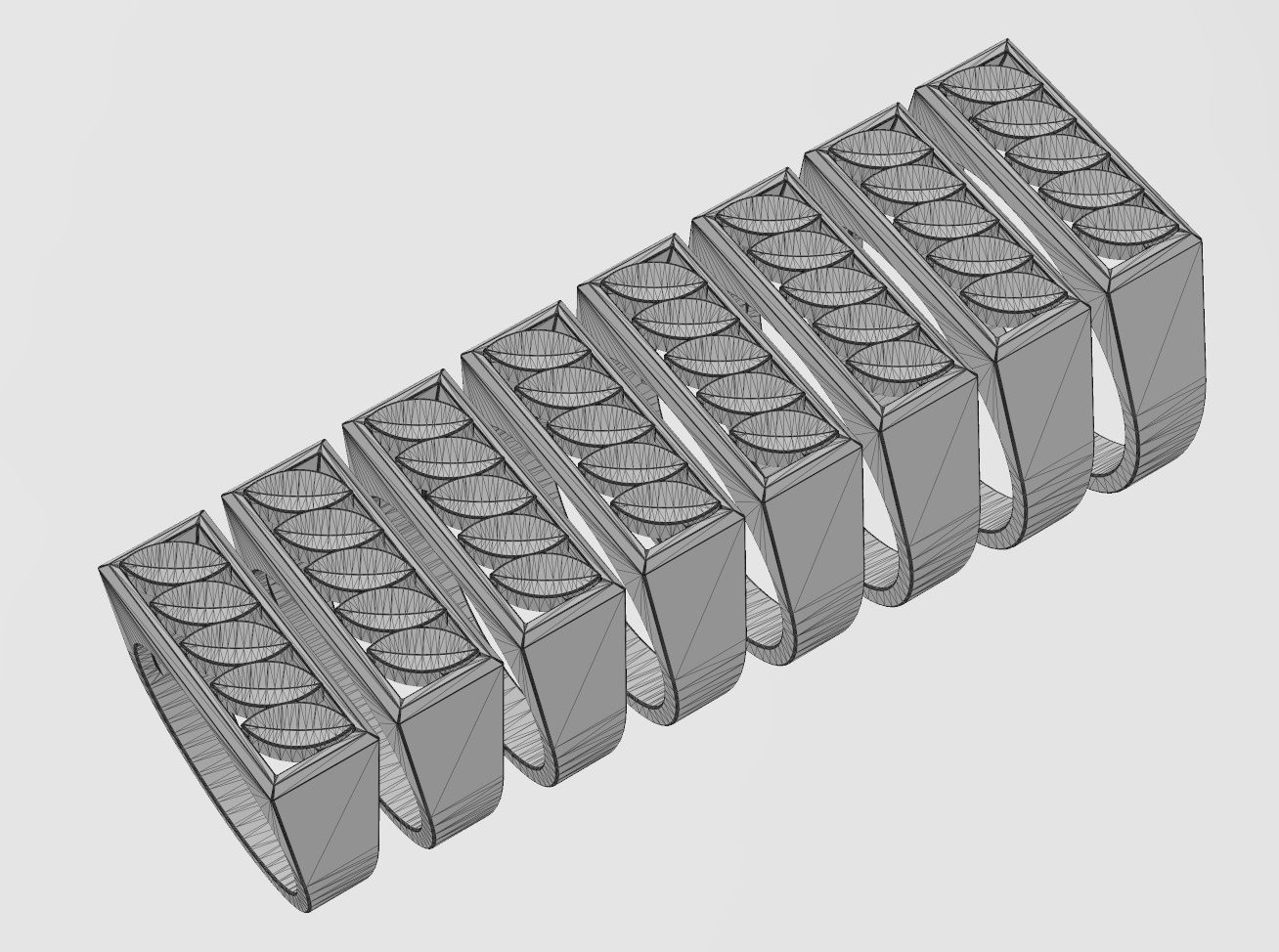 Leaf motif rectangular ring size 6to13 3D print model_11