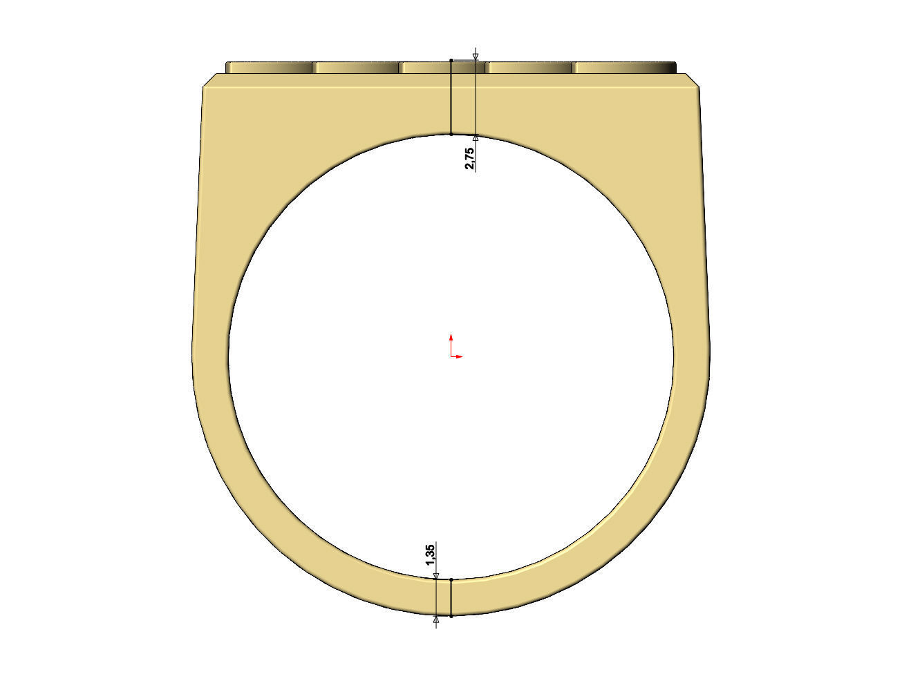 Leaf motif rectangular ring size 6to13 3D print model_6